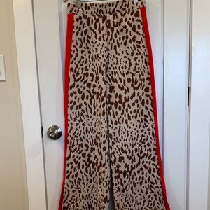 Grayson Threads Leopard Print Wide-Leg Pants with Red Accents
